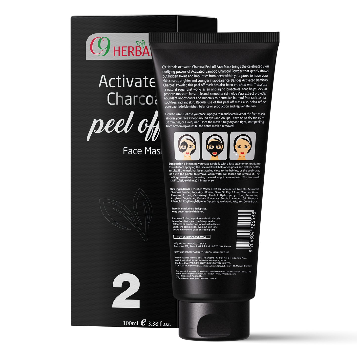 Activated Charcoal Peel Off Face Mask With Natural Aloevera And Tea Tree Oil, 100ml
