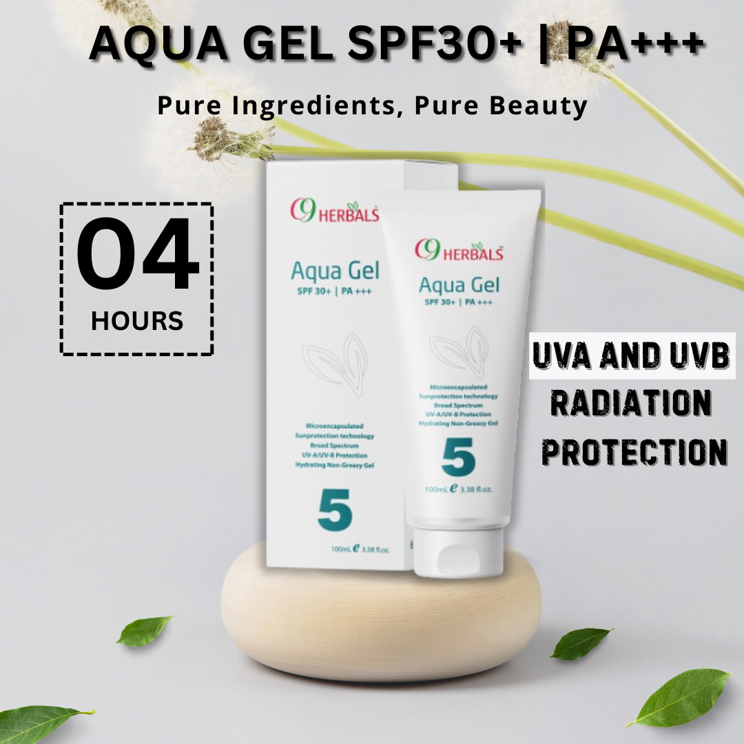 Aqua Gel Sunscreen With Aloevera And Titanium Dioxide For Protection Against UV-A/ UV-B Rays