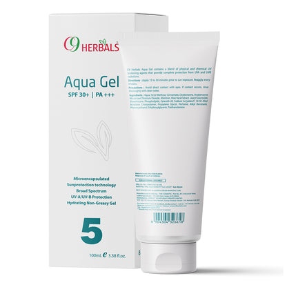 Aqua Gel Sunscreen With Aloevera And Titanium Dioxide For Protection Against UV-A/ UV-B Rays