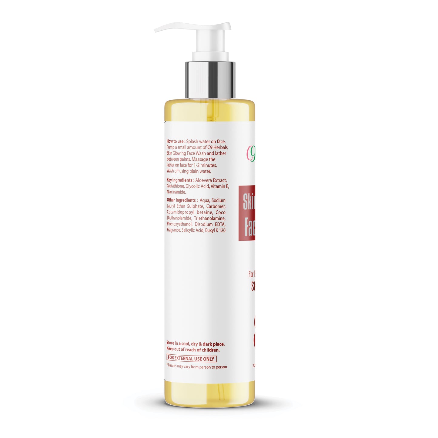 Bottle of skincare product with pump on a white background