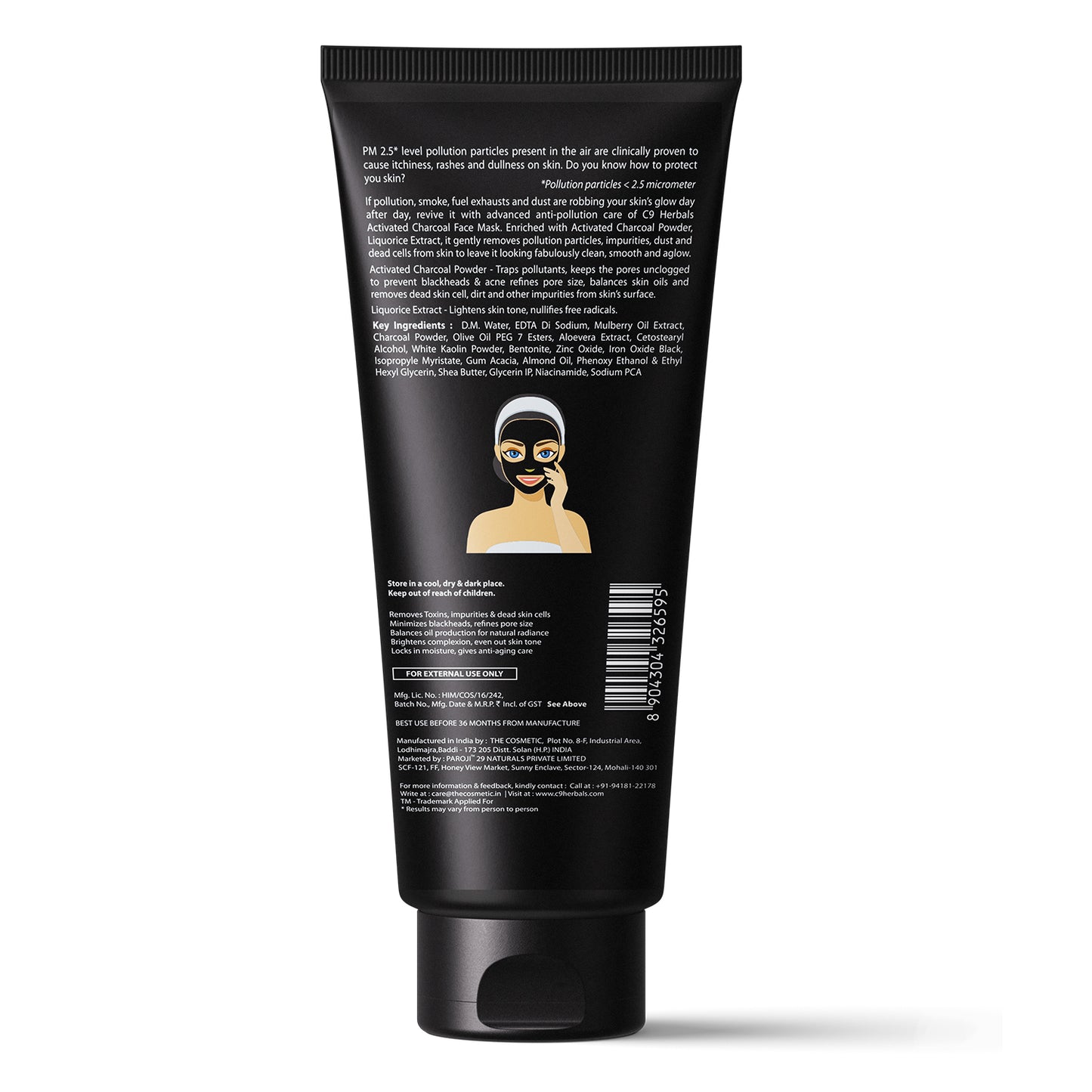 Activated Charcoal Face Mask With Aloevera And Liquorice
