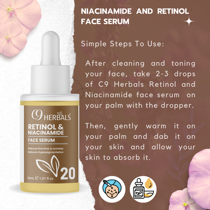 Retinol & Niacinamide Face Serum | Reduces Fine Lines | Reduces Wrinkles | Reduces