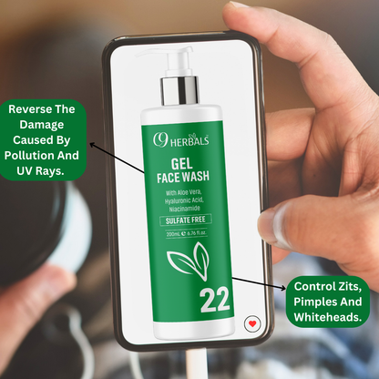 Gel Face Wash | Aloe Vera | Sulfate Free | Niacinamide | Control Pimples, Zits And Whiteheads